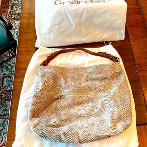 Cromia Hobo Satchel in beautiful condition in sparkle leather snakeskin pattern.